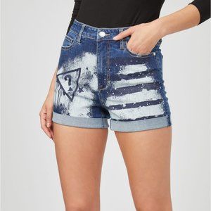 GUESS American Flag Cuffed Denim Shorts sz 28